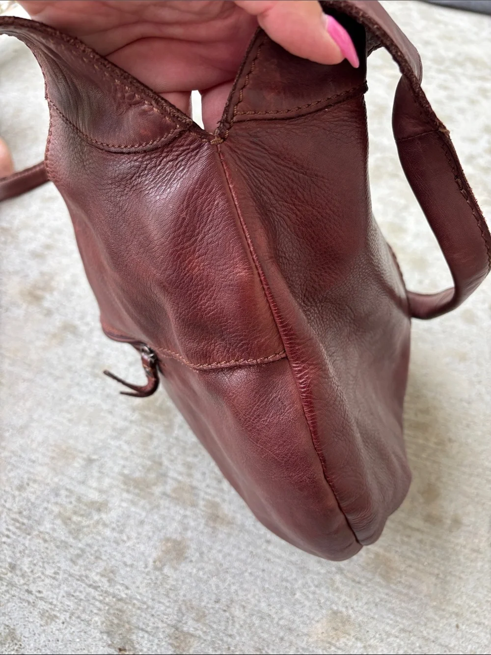 Zoa Braided-Trim Leather Hobo Bag in Deep Rust
